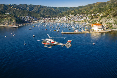 Soar over Catalina's landmarks on a thrilling helicopter tour.
