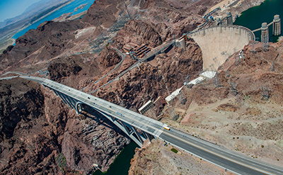 Enjoy great views from the Mike O’Callaghan Pat Tillman Memorial Bridge