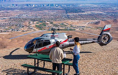 A helicopter ride over Vegas and private landing