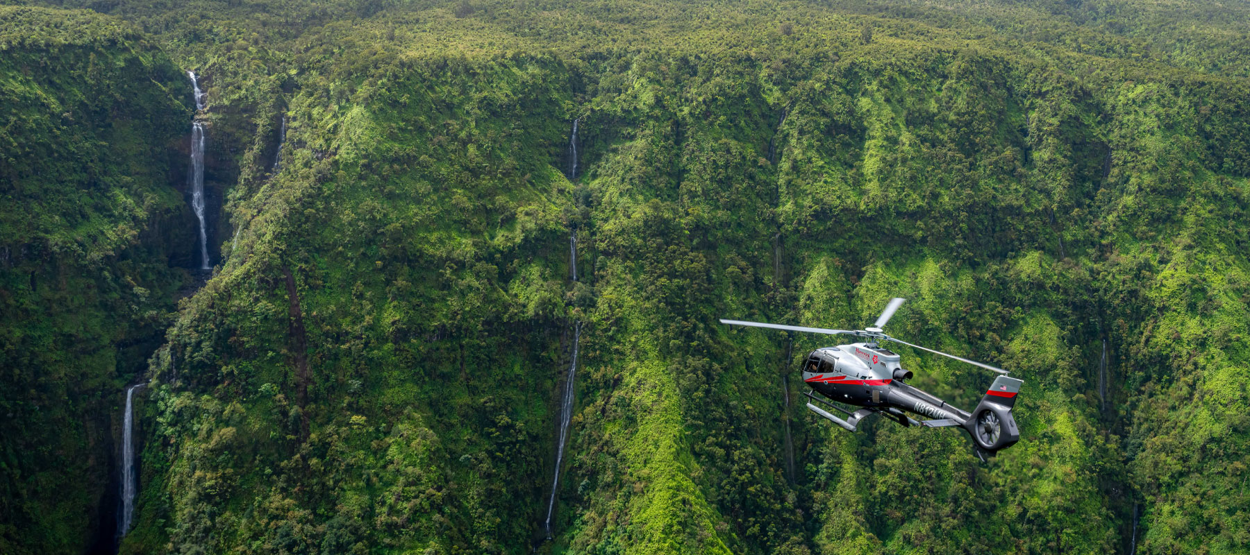Helicopter over Maui landscape