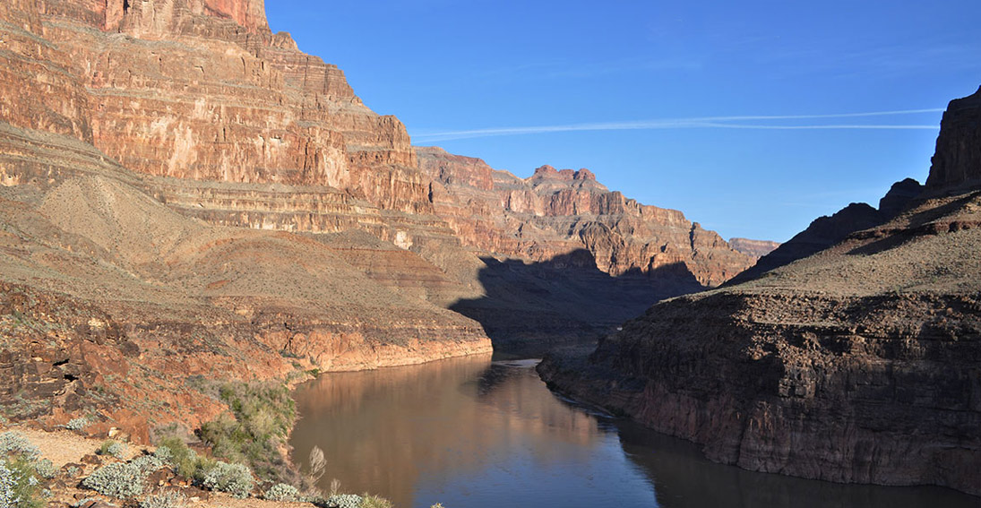 The grandeur of the Grand Canyon from above the Colorado River