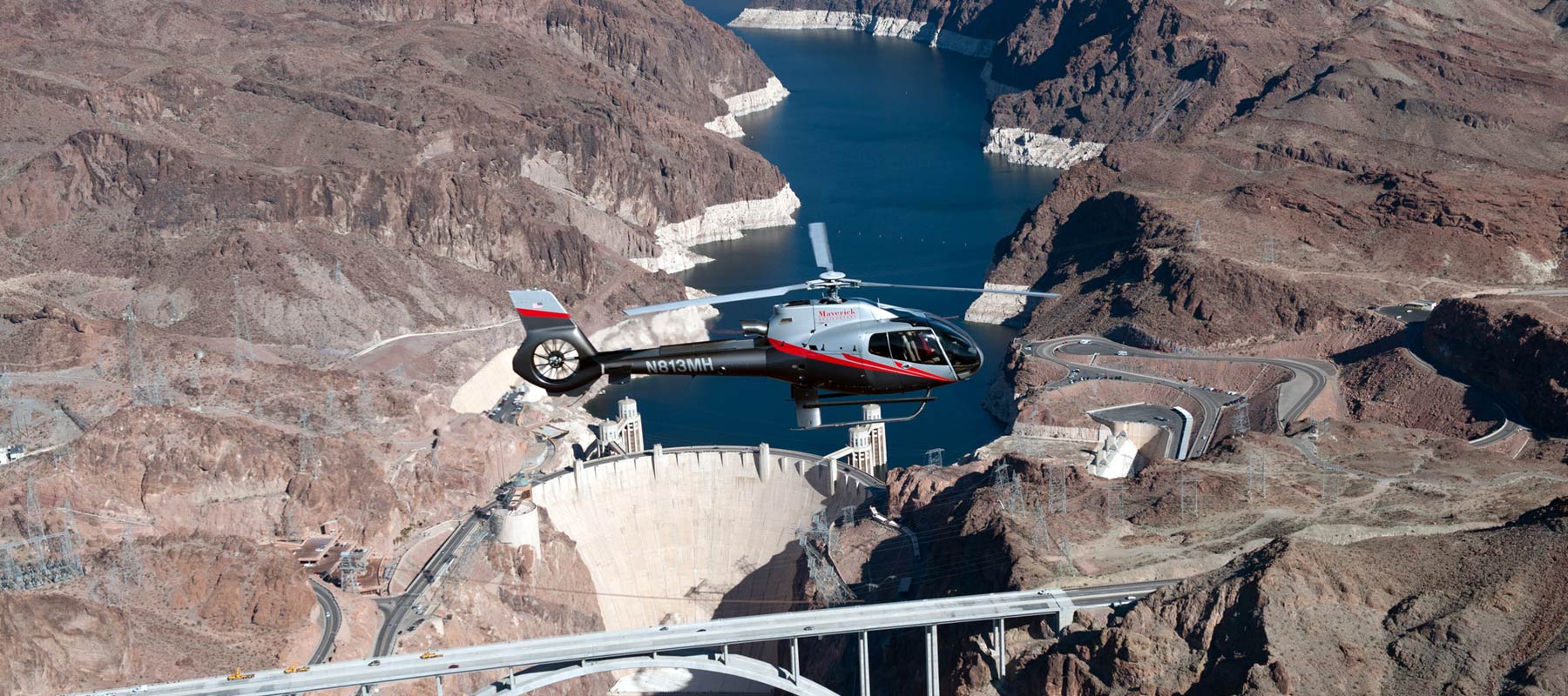Capture amazing views of Hoover Dam and Lake Mead on your way to the canyon.